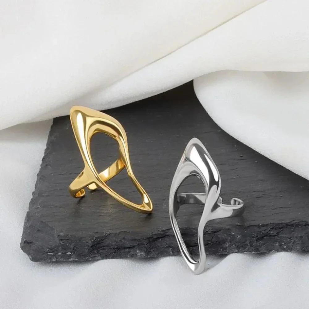 925 Sterling Silver Statement Ring Abstract Irregular Chunky Large Bold Ring - Picture 3 of 13